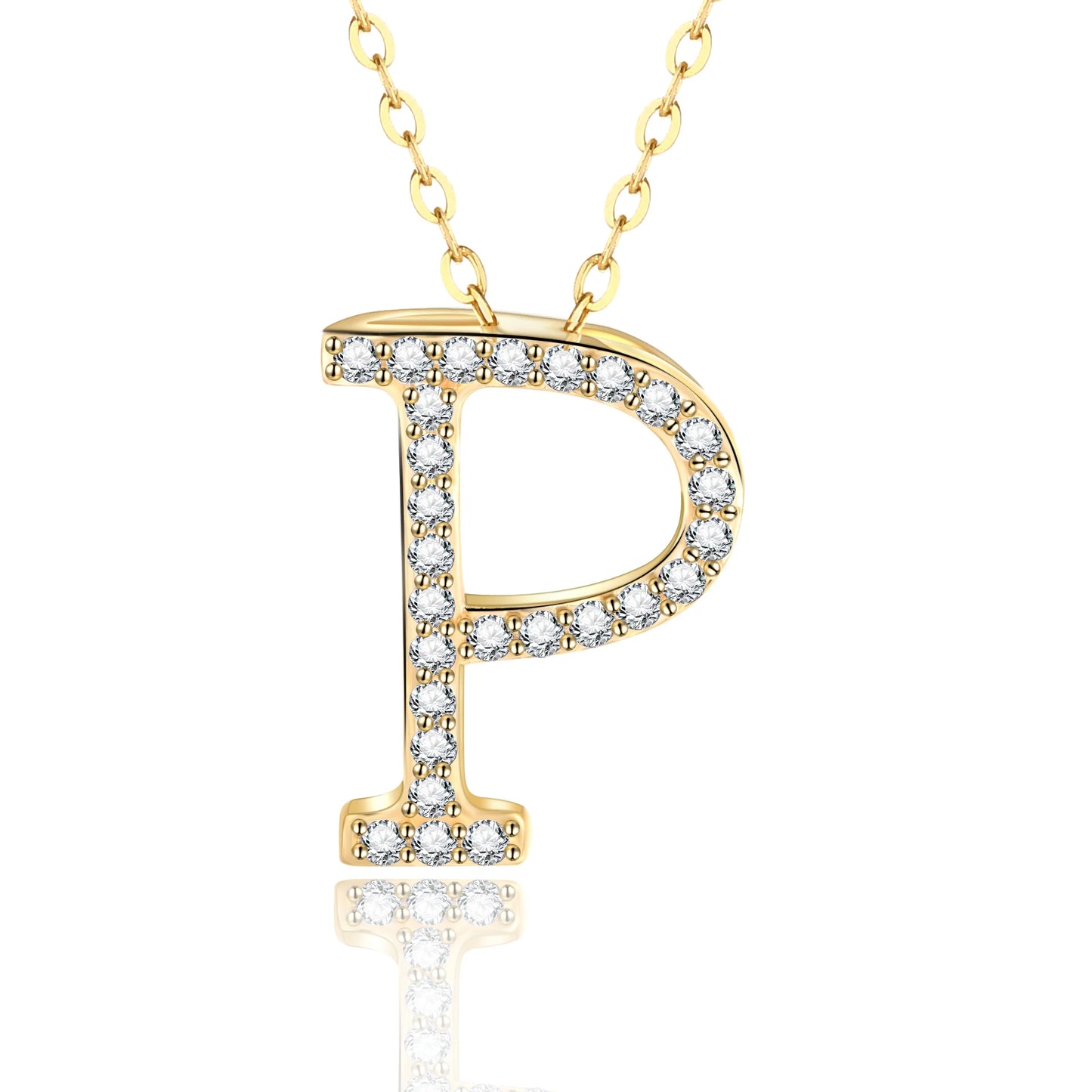 925 Sterling Silver Moissanite English Letter Pendant Necklace Jewelry With Chains