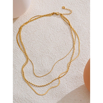 Chic Gold Plated Stainless Steel Layered Necklace – Minimalist Style