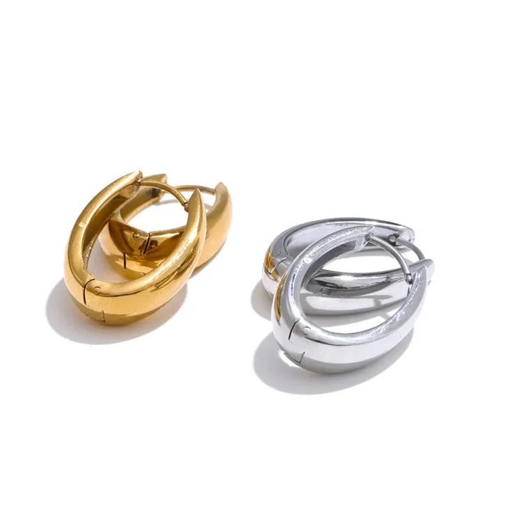 316L Stainless Steel Geometric U-Shape Hoop Earrings 18K Gold PVD Plated Popular Waterproof Jewelry