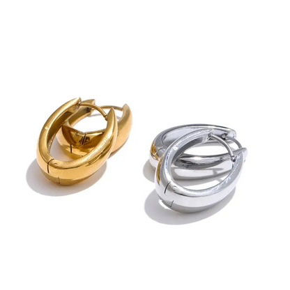 316L Stainless Steel Geometric U-Shape Hoop Earrings 18K Gold PVD Plated Popular Waterproof Jewelry