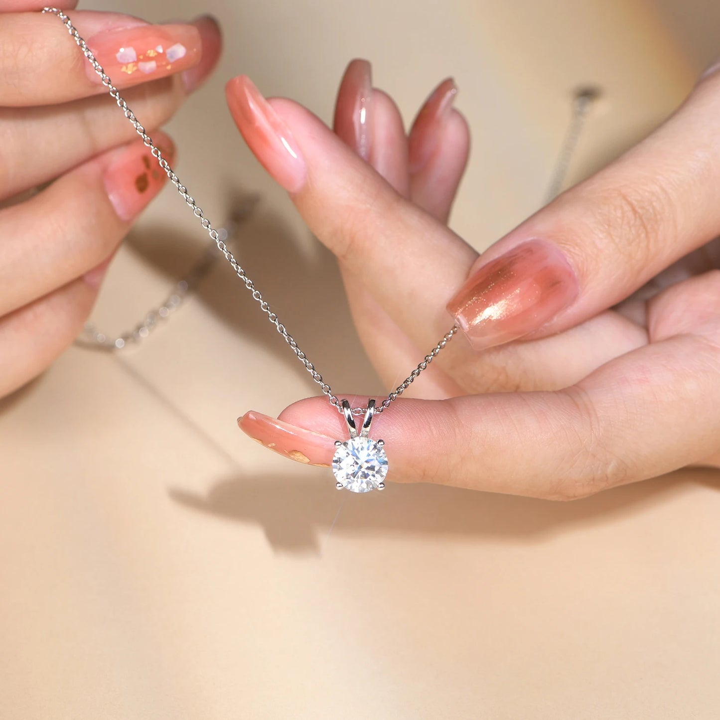 Luxe Jewels 2Carat 8.0mm Real Moissanite Pendant Necklace For Women 100% 925 Sterling Silver