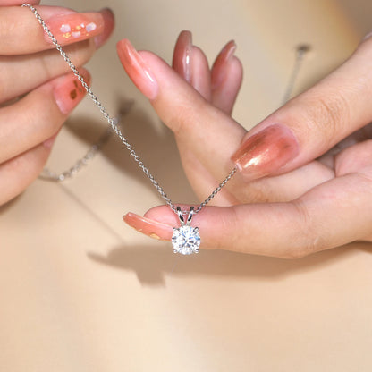 Luxe Jewels 2Carat 8.0mm Real Moissanite Pendant Necklace For Women 100% 925 Sterling Silver