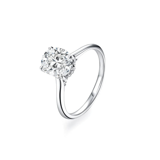 Luxe Jewels Oval Cut 9*7mm 2CT (D VVS1 Moissanite) Silver Ring Luxury Jewelry