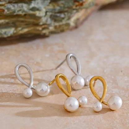 Tarnish Free Waterproof Gold Plated Pearl Stud Earrings