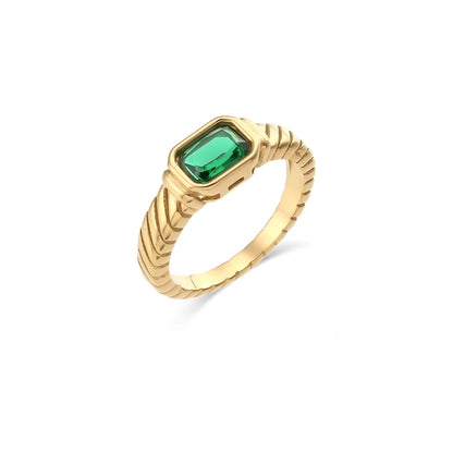 Luxe Jewels Zirconia Stone Ring – Waterproof 18K Gold Plated Ring