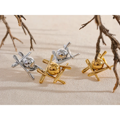 New Stainless Steel Geometric Stud Earrings Waterproof Metal