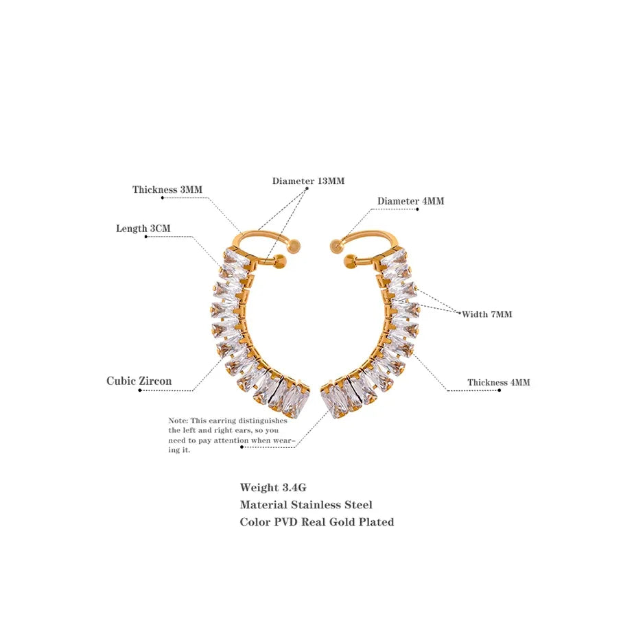 Water-Resistant Gold Plated Zirconia Clip Earrings – Elegant Luxury Jewelry