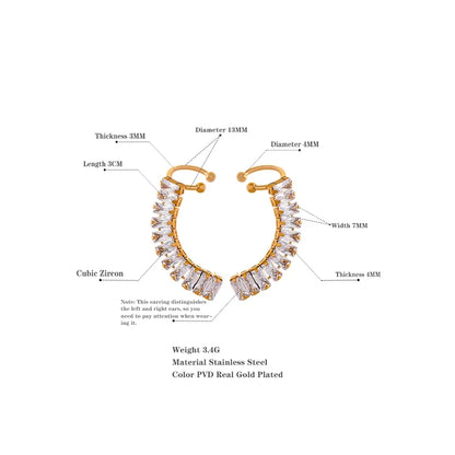 Water-Resistant Gold Plated Zirconia Clip Earrings – Elegant Luxury Jewelry