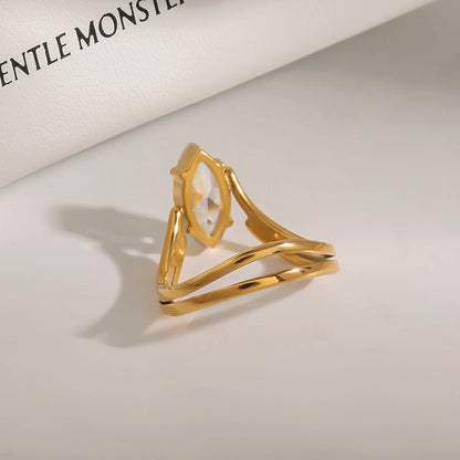 Exquisite Shiny Cubic Zirconia - Waterproof 18K Plated Ring Jewelry