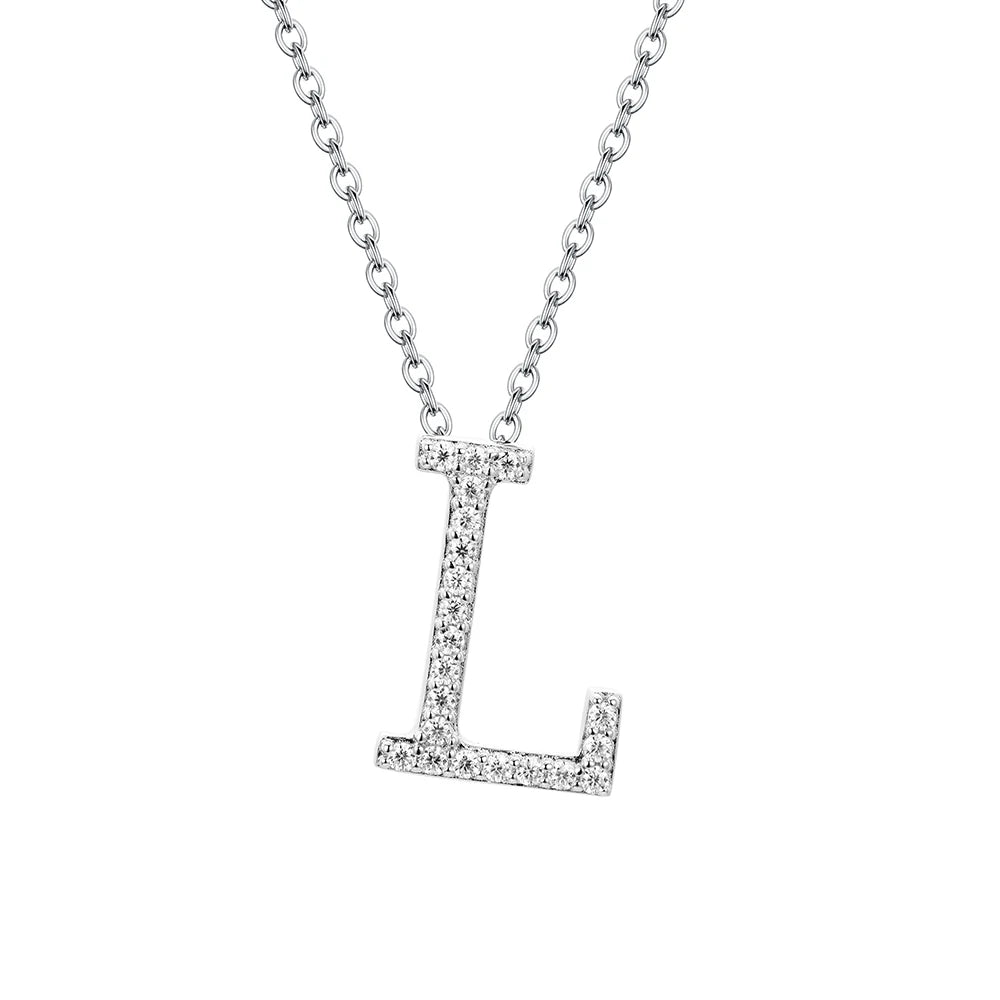 Valentine's Day Gift  - Letter Necklaces Pendants 100% 925 Sterling Silver Unisex (D VVS1 Colour Moissanite)Jewelry