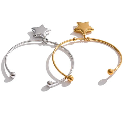 Star Cuff Bracelet – 18K Gold Stainless Steel Waterproof Bracelet