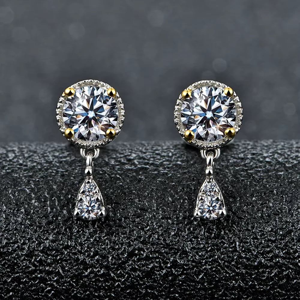 0.5ct Diamond Test Passed Moissanite Diamond 925 Silver 18K White Gold Plated Stud Earrings Jewelry for Women