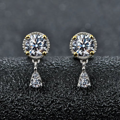0.5ct Diamond Test Passed Moissanite Diamond 925 Silver 18K White Gold Plated Stud Earrings Jewelry for Women