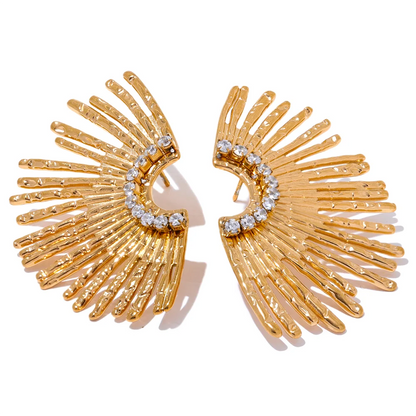 Premium Zircon Gold Plated Stud Earrings – Stylish & Elegant Design