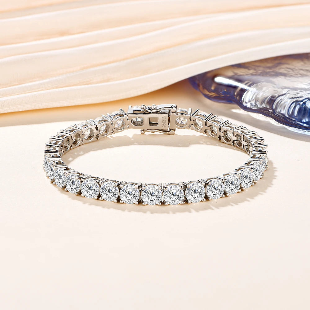 Luxe Jewels 2.5mm to 5.0mm Round Cut Moissanite Tennis Bracelet White Gold Plated 925 Silver