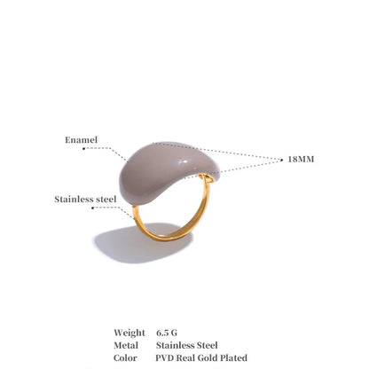 Luxe Jewels Stainless Steel Coloured Enamel Adjustable Ring – Waterproof Jewelry