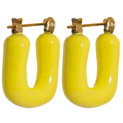 Bold 7-Color Enamel Chunky Hoop Earrings – Stainless Steel Square Shape