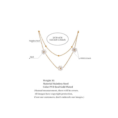 Double Layer Shell Flower Necklace & Anklet – Gold-Plated Plant Charm Jewelry