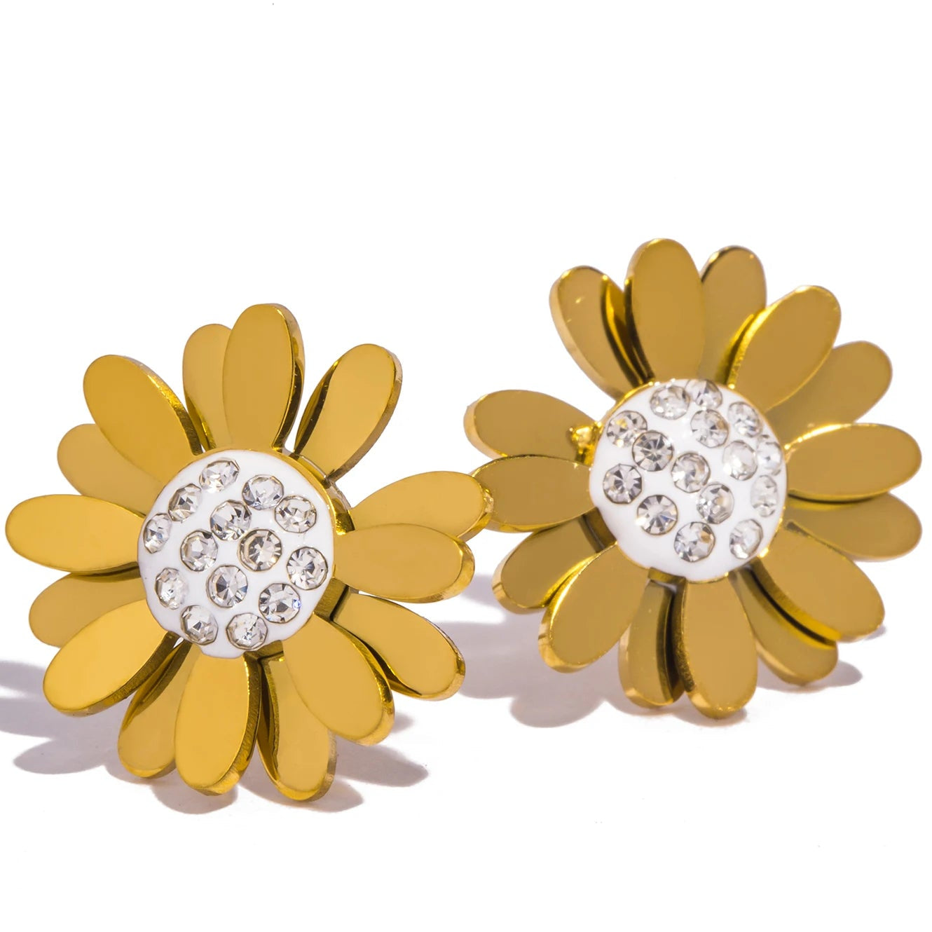 18K Gold Plated Stainless Steel Little Daisy Stud Earrings for Women - Tarnish Resistant Charm Jewelry Set