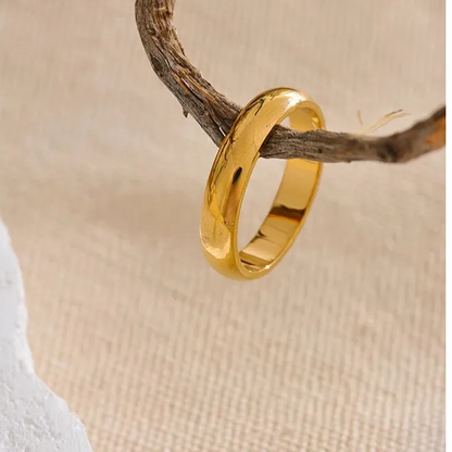 Luxe Jewels Stainless Steel Smooth Ring – 18K Gold Plated Hypoallergenic Jewelry