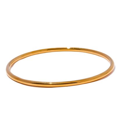Classic Round Bangle – 18K Gold Plated Stainless Steel, Waterproof