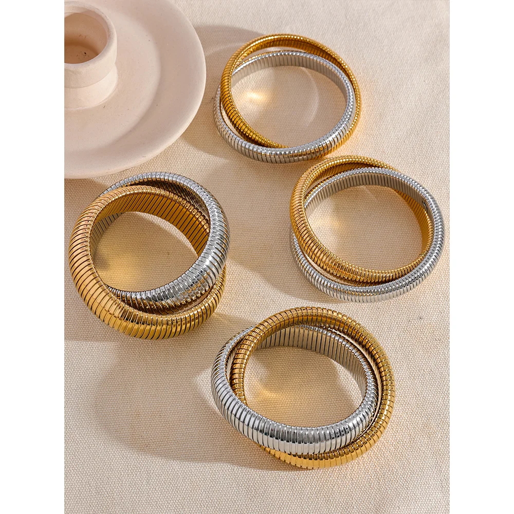 Elastic Punk Bracelet – 18K Gold Plated Stainless Steel Bangle