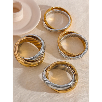 Elastic Punk Bracelet – 18K Gold Plated Stainless Steel Bangle