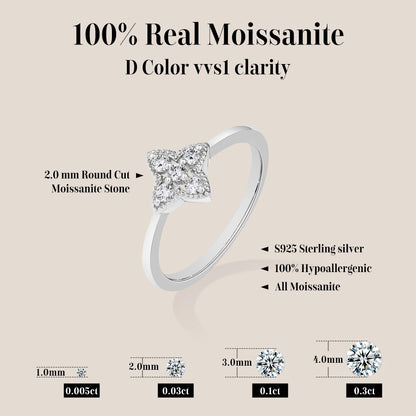 Luxe Jewels Elegant Designer S925 Silver Moissanite Ring For Women (5 Moissanite Stones)