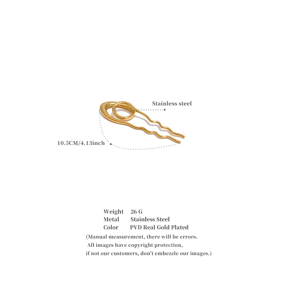 Geometric Metal Hairpin – Gold/Silver Stainless Steel Accessory