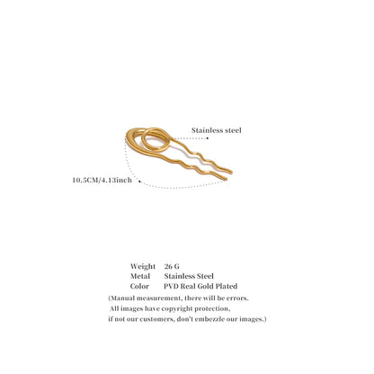 Geometric Metal Hairpin – Gold/Silver Stainless Steel Accessory