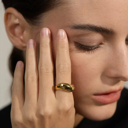 Luxe Jewels Minimalist Smooth Stainless Steel Ring - 18K PVD Gold & Platinum Plated