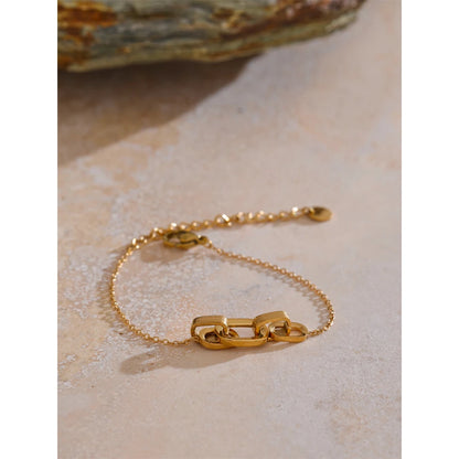 Square Hollow Stainless Steel Bracelet – 18K Gold Plated Tarnish-Resistant