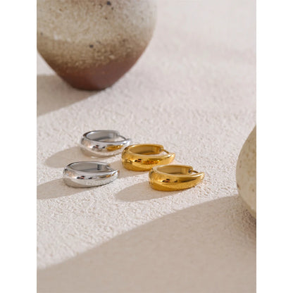 316L Stainless Steel Geometric U-Shape Hoop Earrings 18K Gold PVD Plated Popular Waterproof Jewelry