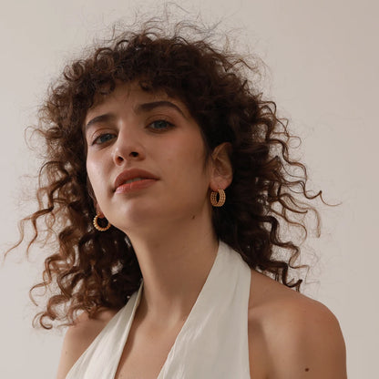 Stainless Steel Metal Gold Hoop Earrings Fashion Charm 18K-Plated PVD Waterproof Jewelry Huggie Hoop Earrings