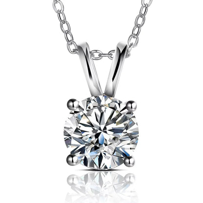 Luxe Jewels 2Carat 8.0mm Real Moissanite Pendant Necklace For Women 100% 925 Sterling Silver