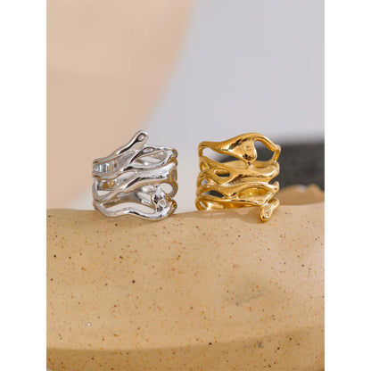 Luxe Jewels 316L Stainless Steel Layered Hollow Ring – 18K PVD Gold Plated Jewelry