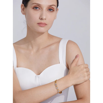 Evil Eye Zircon Bangle – 18K Gold Stainless Steel Waterproof