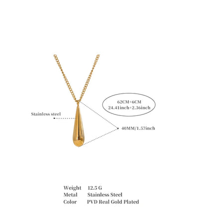 Minimalist Water Drop Pendant Necklace – Gold Stainless Steel
