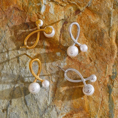 Tarnish Free Waterproof Gold Plated Pearl Stud Earrings