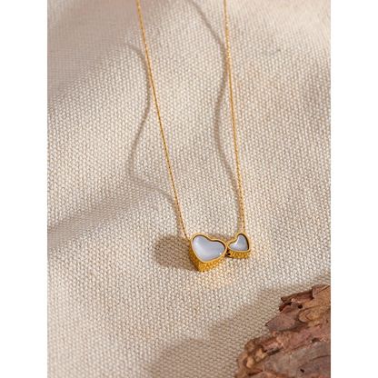 Heart Shaped Natural Shell Pendant Necklace – Gold Plated Chain