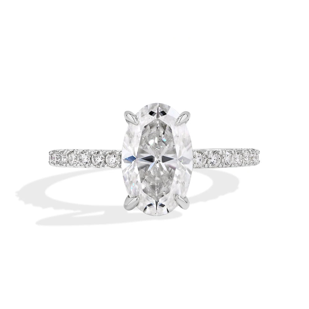 Luxe Jewels Oval Cut 3.0CT All Moissanite Ring - 925 Sterling Silver Engagement Ring