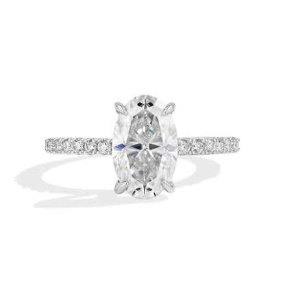 Luxe Jewels Oval Cut 3.0CT All Moissanite Ring - 925 Sterling Silver Engagement Ring
