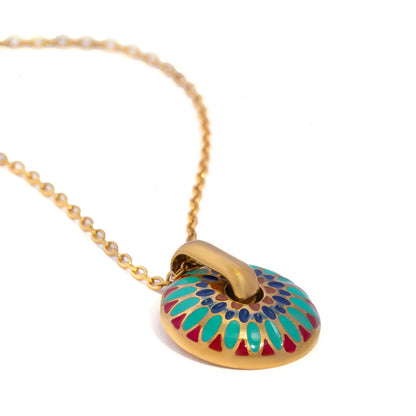 18K Gold Plated Stainless Steel Painted Daisy Jewelry Set for Women, Boho Floral Earrings & Necklace Hypoallergenic Summer Gift