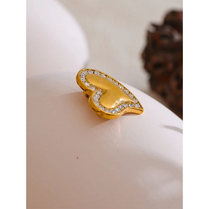 Zircon Heart Brooch – 18K Gold-Plated Stainless Steel Pin