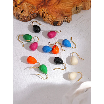 Colorful Enamel Orange Green Summer Earrings Stainless Steel Multiple Color Waterproof Jewelry