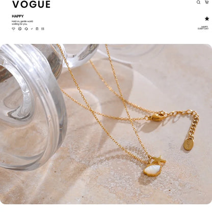 Natural Shell Starfish Pendant Necklace – Gold Plated