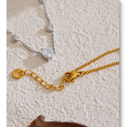 Zirconia Heart Anklet – Gold Plated Stainless Steel