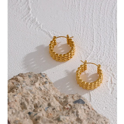 Stainless Steel Metal Gold Hoop Earrings Fashion Charm 18K-Plated PVD Waterproof Jewelry Huggie Hoop Earrings