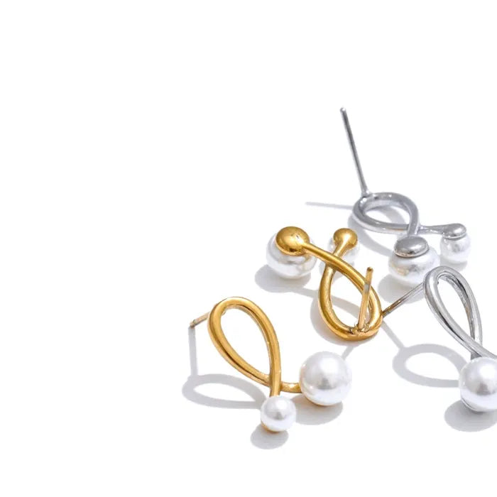 Tarnish Free Waterproof Gold Plated Pearl Stud Earrings