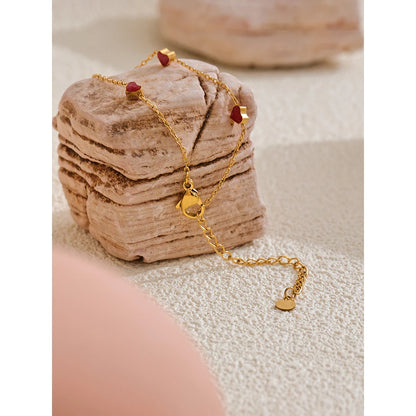 Double Side Enamel Heart Bracelet – Gold Plated Stainless Steel